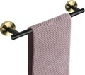NearMoon Bath Towel Bar, Thicken Stainless Steel Shower Towel Rack Holder Wall Mounted for Bathroom,16-lnch Overall Length-13-lnch Usable Hanging Space (1 Pack, Matte Black & Gold)