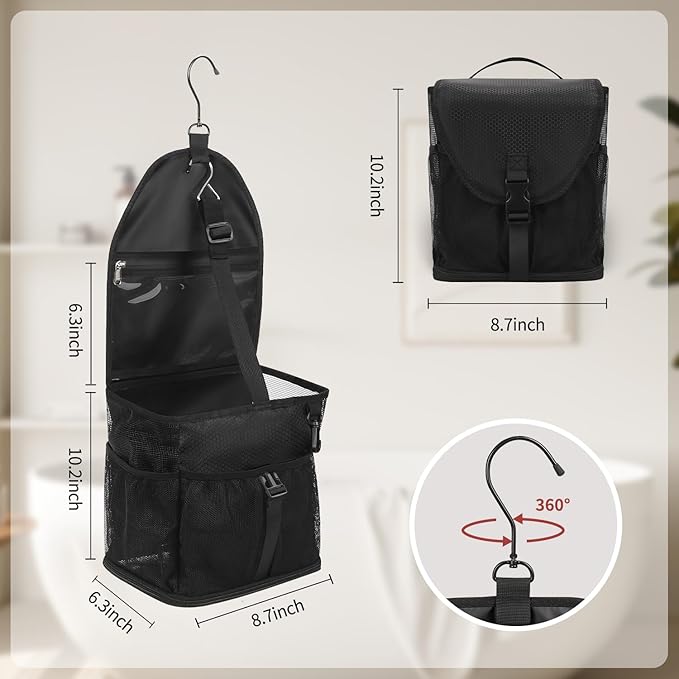 Ethereal Hanging Mesh Shower Caddy Portable for College Dorm Room Essentials, Large Capacity Shower Bag for Guys/Girls, for Beach, Swimming, Gym