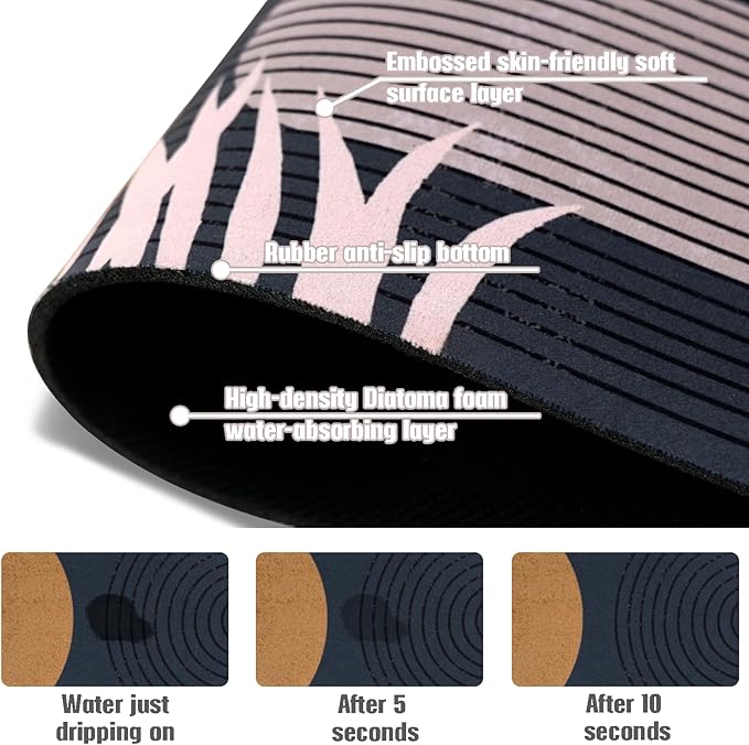 Sink Faucet Absorbing Mat, 2 Pack Drying Mat Around Faucet Sink Splash Guard Behind Faucet Sinkmat For Kitchen Bathroom Island Rv 24 * 5.5 Inch (60 * 14 cm)