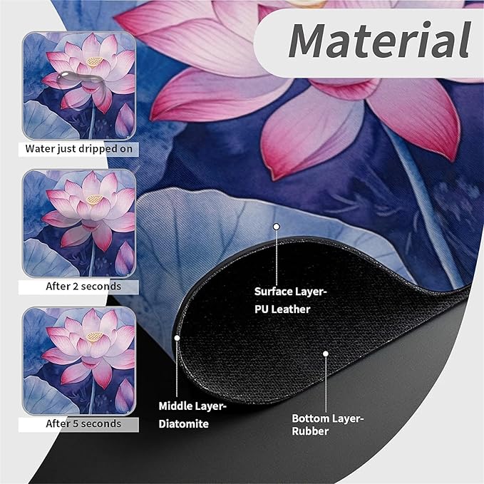 Faucet Draining Mat For Kitchen Sink, Purple Lotus Diatom Mud Absorbent Drain Pad For Bathroom Kitchen Sink Splash Guard Drying Mat