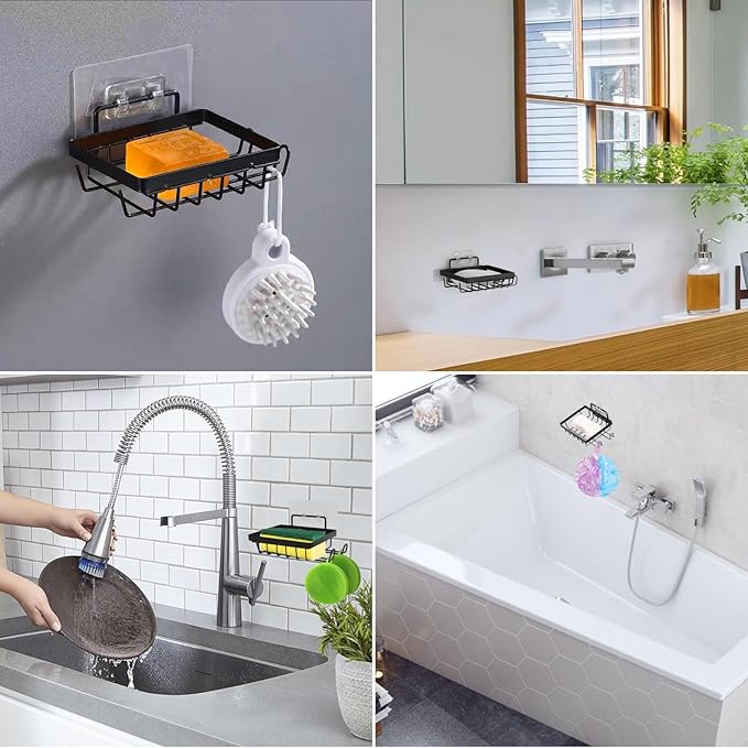 Soap Holder Self Draining Soap Dish Razor Holder for Shower Wall Not Punched Easy Clean Bar Soap Holder Fit for Bathroom, Kitchen Sink