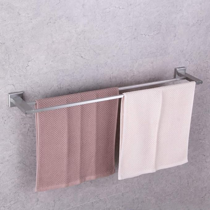 GERZWY SUS 304 Stainless Steel 30-Inch Bath Towel Bar Modern Style Bathroom Double Towel Bar Wall Mount Brushed Finish JG1902C75-LS