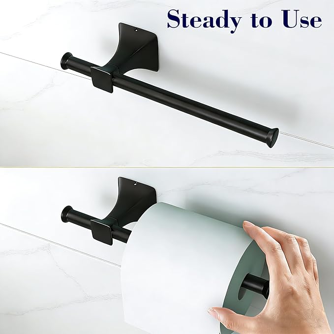 Sturdy Toilet Paper Holder Wall Mount,Premium SUS 304 Stainless Steel Rustproof Toilet Paper Roll Holders for Bathroom, Washroom,Kitchen (Black)