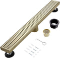 12 Inch Linear Shower Drain, Brushed Gold Shower Drain,Removable Grate, 304 Stainless Steel, Easy to Install and Clean for Bathrooms (Drain Base Not Included), LSD-04A-12G
