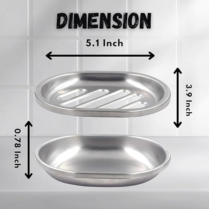 Chandler Stainless Steel Soap Dish for Shower & Bathroom Sink - Soap Holder with Drainage, Heavy Duty Soap Tray, Anti-Rust Soap Bar Holder