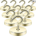 Neosmuk Magnetic Hooks, Cruise Ship Essentials, 120lb+ Heavy Duty Magnetic Hooks for Cruise Cabins, Refrigerator, Grill, Hanging, and Travel | Extra Strong Must-Haves Magnet Hook,Gold,Pack of 10