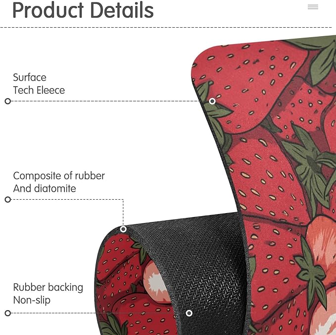 Kitchen Sink Splash Guard 2 PCS 14.7 Inch Sink Faucet Mat Splash Guard for Bathroom Countertop Water Absorbent Foldable Cuttable Soft Washable Cartoon Red Strawberry