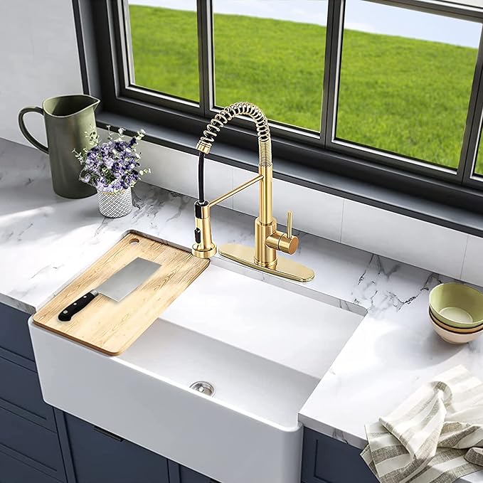 Faucet Deck Plate Brushed Gold 10 Inch for Bathroom or Kitchen Sink Faucet, Single Hole Faucet Hole Cover,Faucet Sink Escutcheon Plate Stainless Steel
