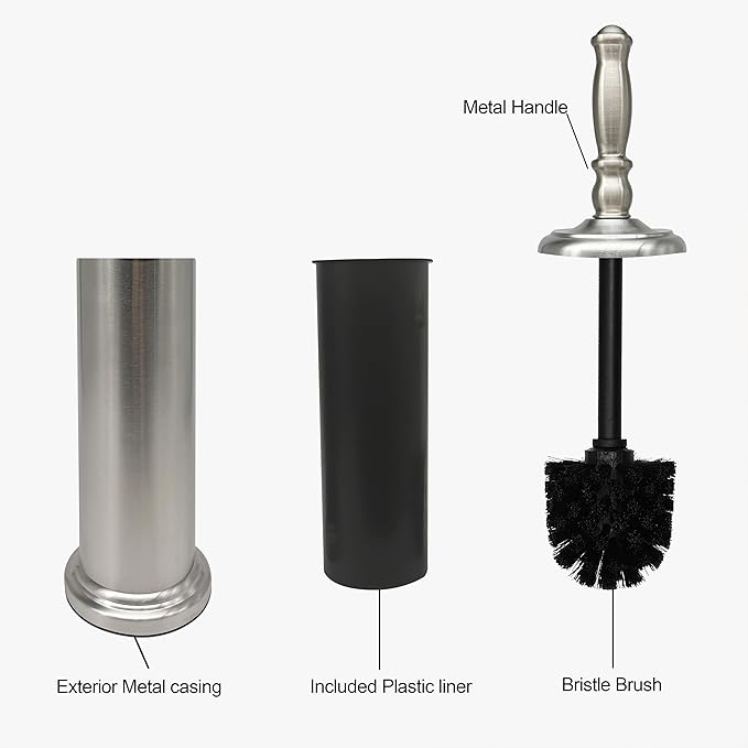 Metal Toilet Bowl Brush with Holder Premium Bathroom Cleaning Set Rustproof Hygienic Durable Elegant Finish