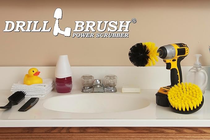 Bathroom Accessories - Cleaning Supplies - Drill Brush - Grout Cleaner - Shower Cleaner - Scrub Brush for Shower - Tile Cleaning Brush - Bathroom Cleaning Tools - Drill Brush Attachment Set - Bathtub