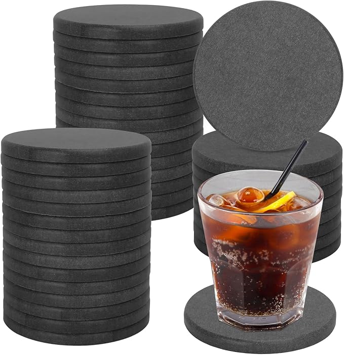 40 Pack 4 Inch Round Diatomaceous Earth Coaster, Versatile Water Absorbent Diatomite Coaster, Premium Water Absorbing Bath Stone Mat for Modern Home