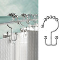 Maytex Shower Curtain Hooks, Shower Curtain Rings, Rust-Resistant Decorative Double Roller Glide Shower Hooks, Shower Rings for Bathroom Shower Rods, Curtains, Liners, Set of 12, Brushed Nickel
