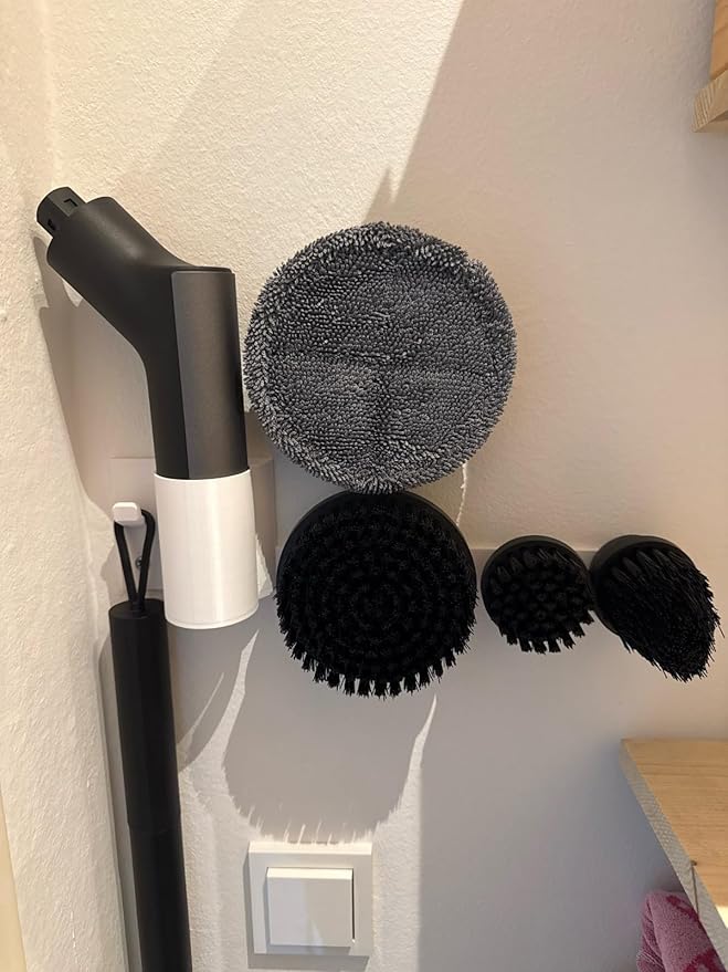 Wall Mount Holder for Hoto Wand Cordless Spin Scrubber, Space-Saving Tool Rack Storage Organizer, Hold Scrubber Accessible and Off Countertops | Keeps Bathroom & Kitchen Tools Neat (Grey)