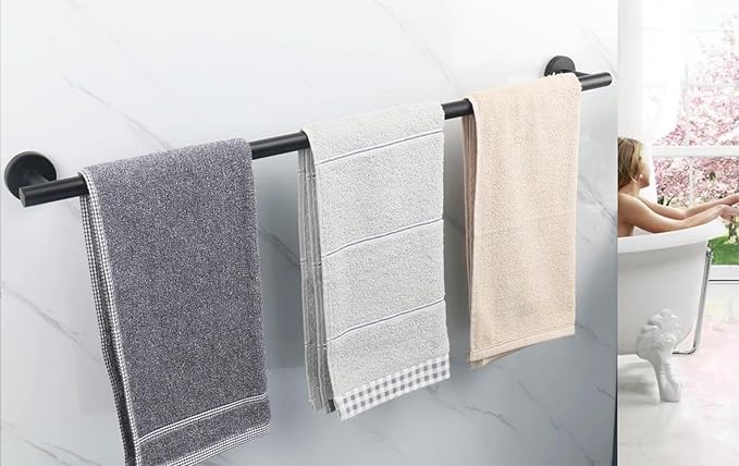 28 Inch Towel Bar 2 Pack for Bathroom 9/12/16/24/28/33 Inch Kitchen Hand Towel Holder Matted Black Stainless Steel 304 RUSTPROOF Wall Mount Towel Rod 2 of Pack (2, Matted Black, 28 Inch)