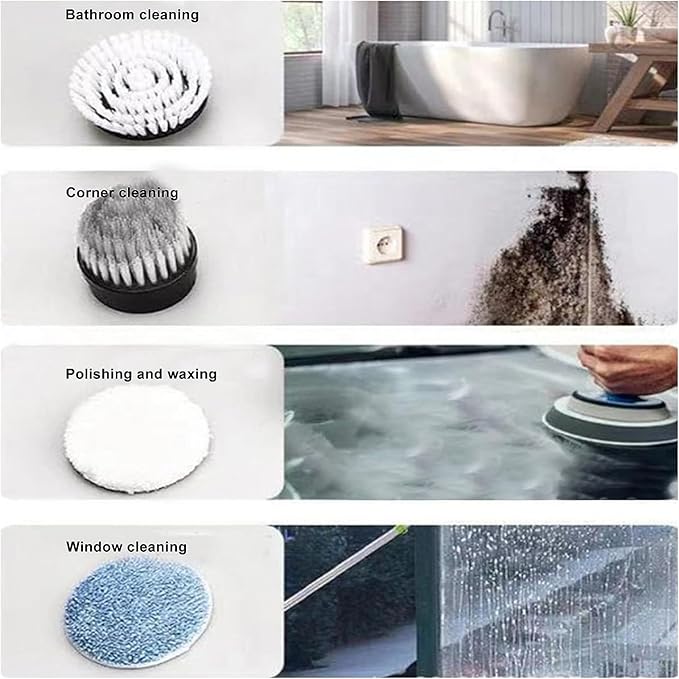 Electric Toilet Brush, Electric Spin Scrubber with Replaceable Brush Heads, Cordless Long Handle Power Cleaning Brush for Bathtub, Floor