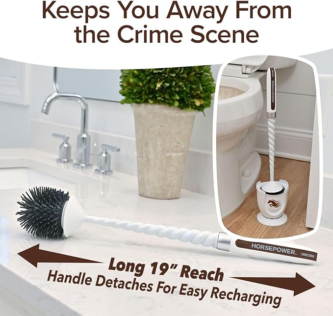 Horsepower Unicorn Electric Toilet Brush – Motorized 360° Silicone Bristles, Rechargeable Cordless Power for Effortless Deep Cleaning – AS-SEEN-ON-TV