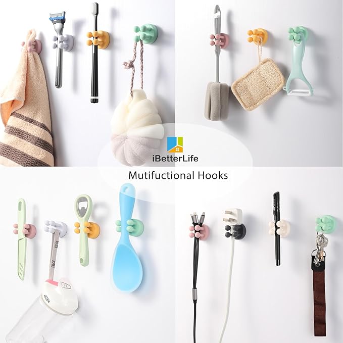 ZEZHOU Silicone Toothbrush Holders for Bathrooms - 6Pcs Razor Holder for Shower Wall Mounted + Sensor Led Mushroom Night Light - 2Pcs Color Changing Plug-in LED Mushroom Dream Bed Lamp