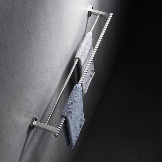 Miyili 30-Inch Bathroom Double Towel Bar Brushed Stainless Steel Bath Towel Rack Holder Wall Mount, A02N75B