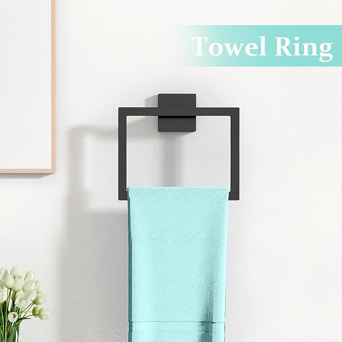 20-Piece Matte Black Bathroom Hardware Set, 24 Inch Bath Towel Bar Set, Stainless Steel Wall Mounted Towel Rack for Bathroom