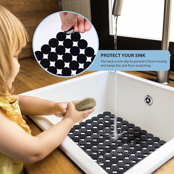 Sink Protectors Mat for Kitchen Sink - 2Pack Adjustable Kitchen Sink Mat Fast Draining - Dish Drying Mat for Dishes And Glassware - Easy to Clean & Diy Cut