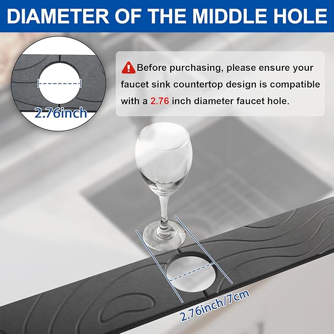 2 Pcs Faucet Mat for Kitchen Sink 15.74”×3.94” Diatomite Quick Dry Sink Splash Guard Absorbent Kitchen Stone Sink Tray Faucet Splash Guard for Bathroom Counter