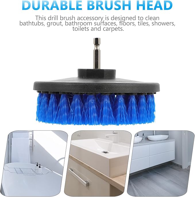 VALICLUD Electric Drill Brush Replacement Heads 5-inch Blue Floor Cleaning Brush Set for Home Kitchen Grout Tile Scrubbing Tool Compatible with Power Drills