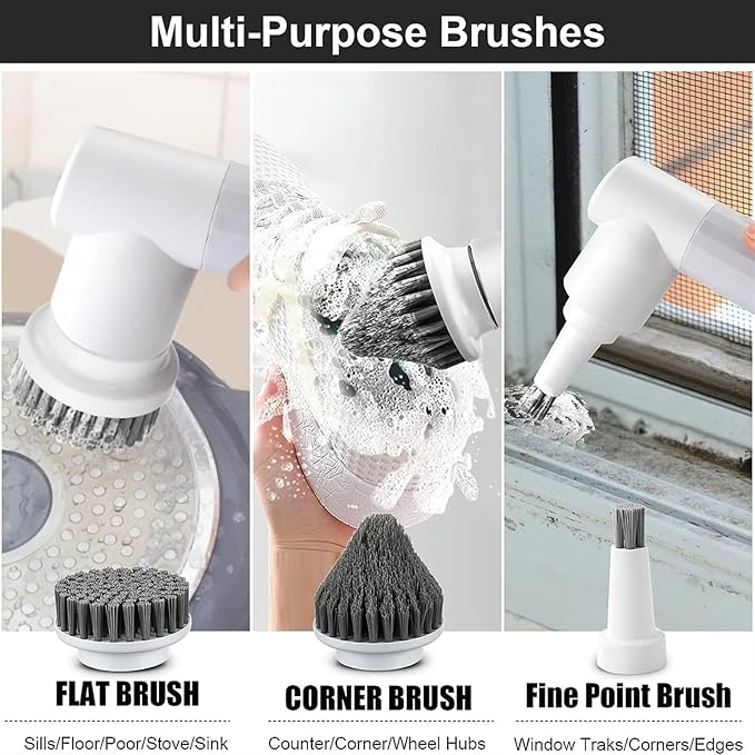 Electric Spin Scrubber Cordless Cleaning Brush with 2 Rotating Speeds & 6 Replaceable Heads for Bathroom,Kitchen,Wall,Oven,Dish (Size : Glod Standard)