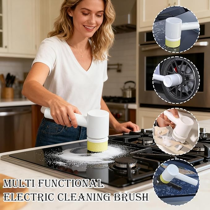 Electric Cleaning Brush,Cordless Lightweight Bathroom Brush | Electric Scrubber for Cleaning - for Bathtub Tub Toilet Sink Tile Grout Wall Floor Kitchen Car Window