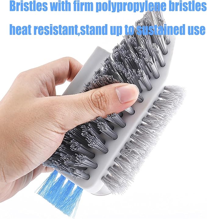 4-in-1 Grout Brush with Squeegee,Durable Bristles,Heavy-Duty Scrub Brushes for Cleaning with Stiff Bristles Cleaning Brush for Bathroom & Kitchen,Tile Floors Bathroom Wall/Corner/Window (Green)