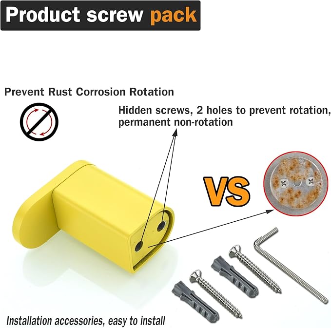 RANDOM Yellow Towel Hooks for Bathrooms Round Shower Hooks SUS304 Stainless Steel Wall Mount Coat Hooks.RD-96026-8YL