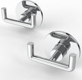 Ruacq Adhesive Double Towel Hook Chrome Round Base Bathroom Robe Self-Adhesive Towel Holder Hand Towel Hanger Stainless Steel and Zinc Alloy Modern Polished Chrome 2 Pack