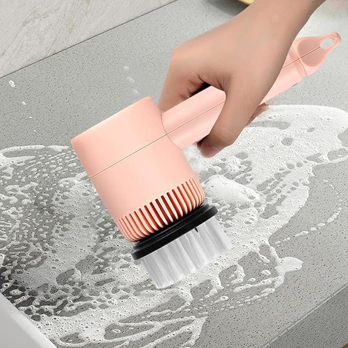 Electric Spin Scrubber, Electric Cleaning Brush with 6 Brush Heads, Rotating Head Powerful Spin Scrubbers, Multipurpose Electric Cleaning Brush for Kitchen Bathroom and Floor