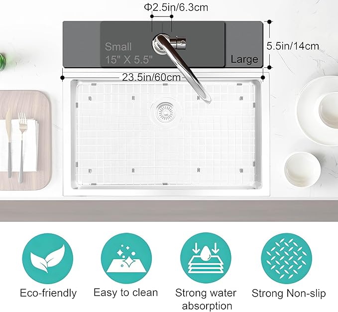 Kitchen Sink Splash Guard Faucet Mat - Super Absorbent Fast Drying Mat, Christmas Tree Pattern, 23.5" x 5.5" Microfiber Diatomite, Dish Drying Mat, 1 PC