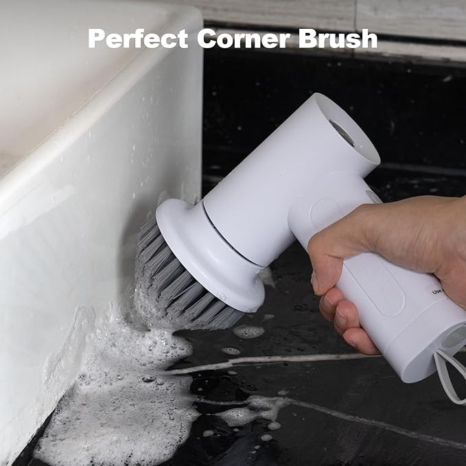 2Pcs Corner Brush Heads Set for Electric Spin Scrubber Cleaning Corners Gap Edge, and Hard-to-Reach Places(White)