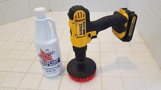 Bring It On Cleaner Water Spot Remover Plus 5 Inch Cleaning Drill Scrub Brush, Cleaning Drill Scrub Brush, Cleaning Brush for Drill, Drill Brush Attachment (16 oz)