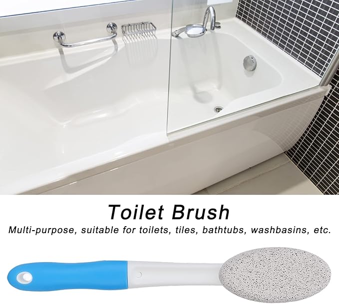 Pumice Stone Toilet Bowl Clean Brush, Hard Water Ring Remover Wand with Extra Long Handle for Household Sink Pool Bathroom Kitchen