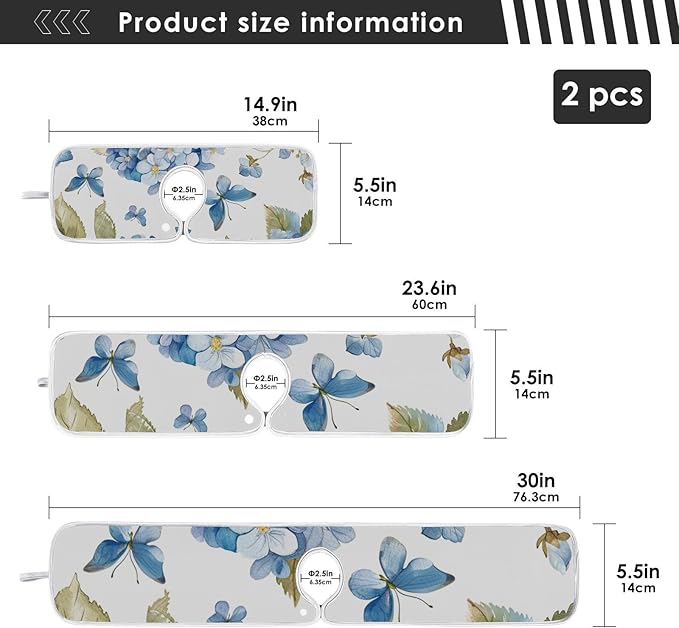 Sink Faucet Absorbing Mat Kitchen Sink Splash Guard Splash Faucet Drip Catcher for Bar RV Bathroom 2PCS 23.6x5.5in Watercolor Hydrangea Butterfly