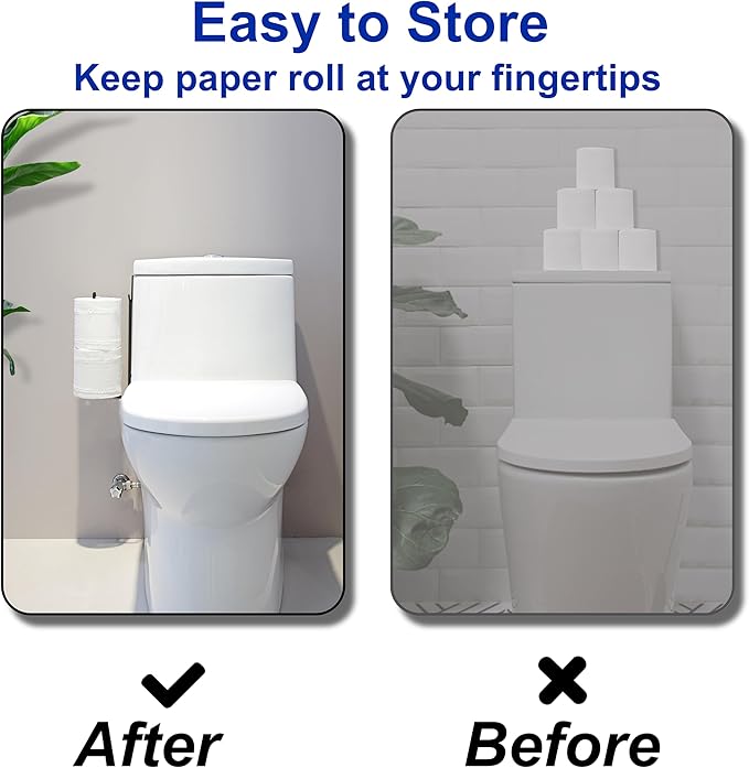 Black Toilet Paper Holder, Bathroom Toilet Paper Roll Holder with Reserve, Over The Tank Toilet Paper Holder with Storage, Bathroom Tissue Holder for 2 Rolls, 1PC