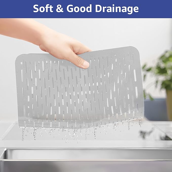 Yolife 2 Pack Kitchen Sink Mats,15.8inch x 12inch PVC Sink Protector Mat for Stainless Steel, Sink Drainer Mat Dish Drying Mat Protector Prevents Scratches,Dishes and Glassware