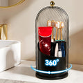 3 Slots Toothbrush Holders with Lid, Rotating Concealed Tooth Brush Holders for Bathroom, Countertop Toothbrush Holder with Cover, Toothpaste Holder for Bathrooms, Makeup Brush Holder(Black)
