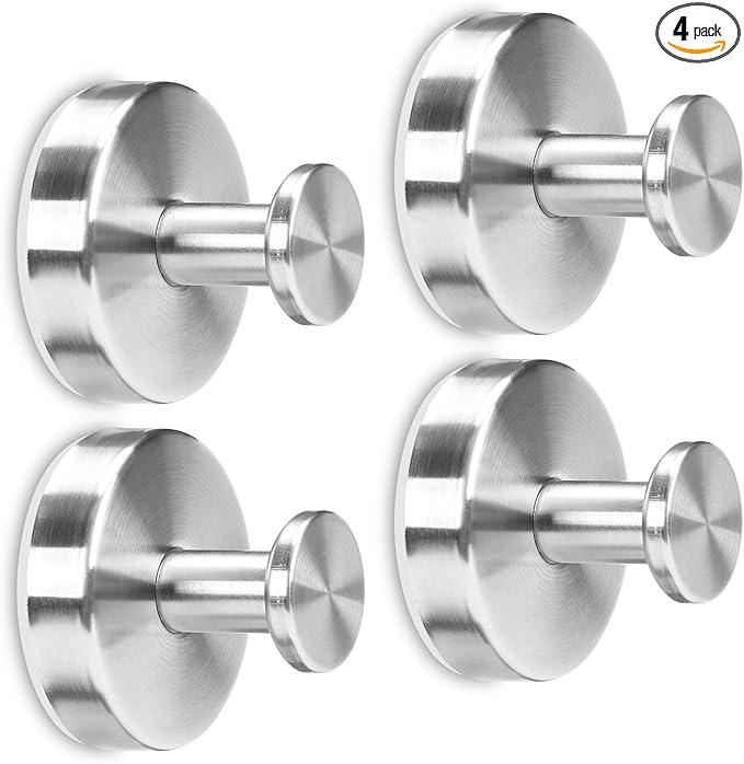 Towel Hook Shower Suction Hooks Towel Hanger for Bathroom Hanging Coat, Robe, Removable Wall Mounted Hook for Bedroom Kitchen Hotel Pool Brushed Nickel(4-Pack)