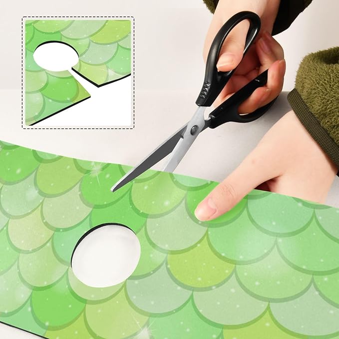 Kitchen Sink Splash Guard 2 PCS 14.7 Inch Sink Faucet Mat Splash Guard for Bathroom Countertop Water Absorbent Foldable Cuttable Soft Washable Green Fish Scale