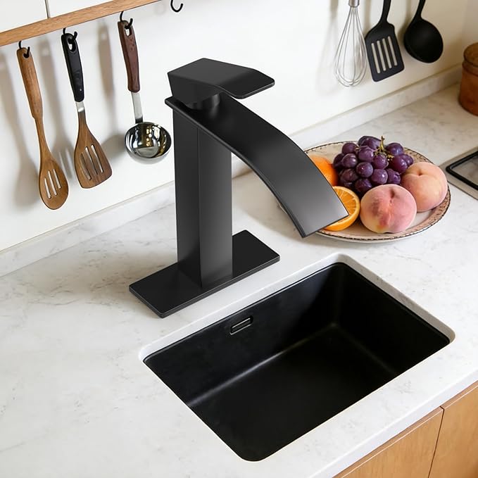 6.3IN Sink Faucet Hole Cover, Deck Plate Escutcheon - Sink Hole Cover, Plumbing Cover Plates, 6.3" Square Escutcheon for Bathroom Faucet 1-3 Hole, Stainless Steel(Mate Black)