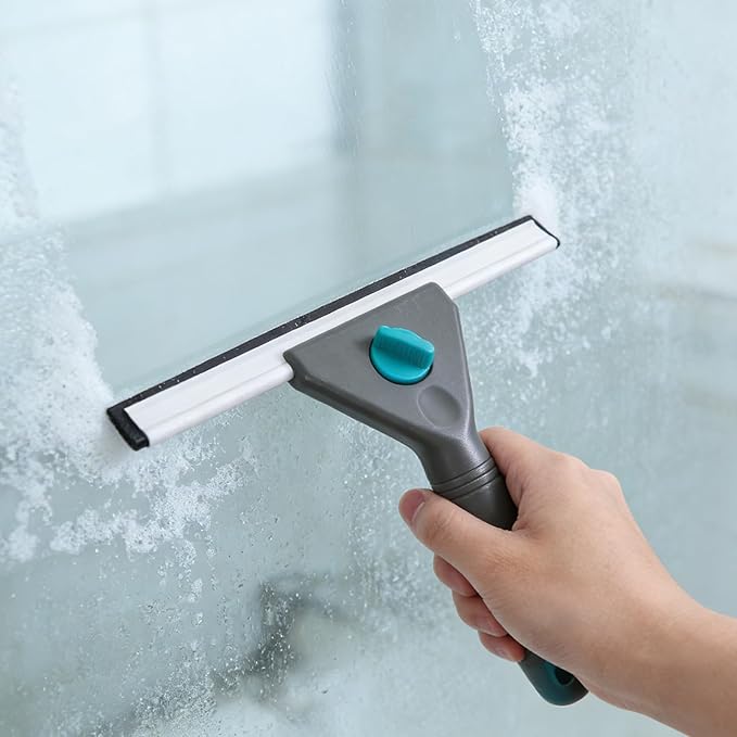 Shower Door Glass Wiper - Window Squeegee for Bathroom Mirrors Tiles Car Windshields - Handheld Scraper Tool for Home Office Hotel Automotive Cleaning 9.8x6.7x1.2Inch