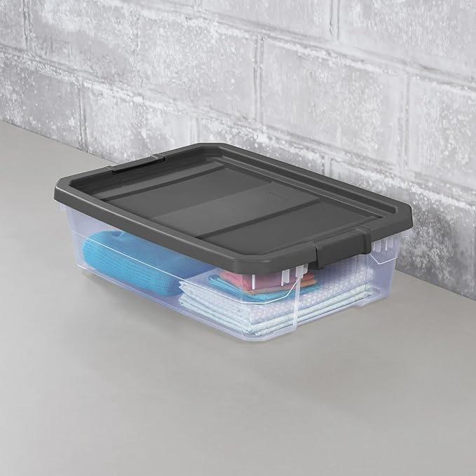 2 Pack 40 Quart Stackable Storage Bins with Latching Lids, Durable Clear Plastic Modular Organizing Containers for Closet, Bathroom, Office & Underbed，Basement & Attic