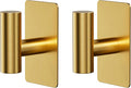 Towel Hooks for Bathrooms – 2 Pack, Brushed Gold Finish, T-Shaped Stainless Steel Adhesive Wall Hooks for Robes & Towels in Kitchen, Shower, or Closet