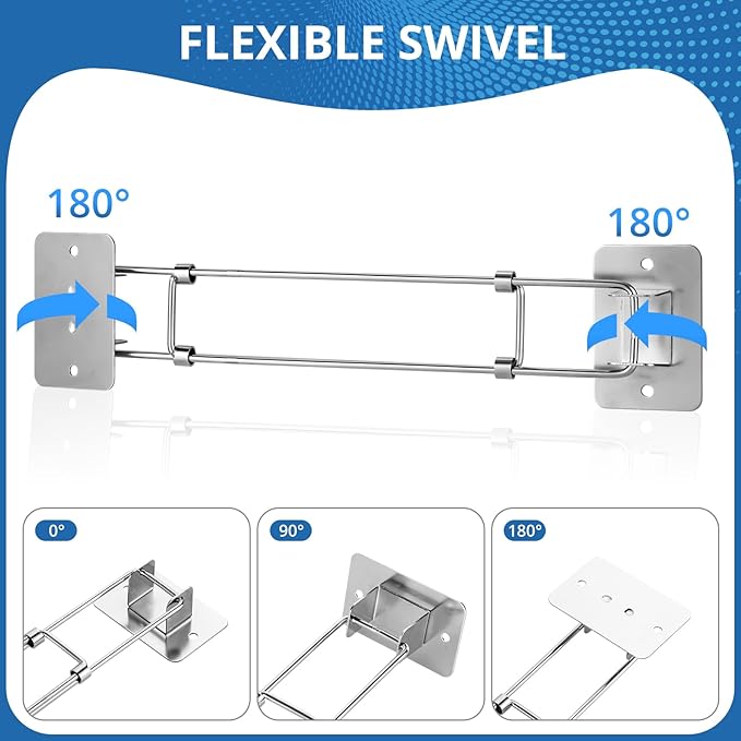 BOYISEN RV Shower Corner Storage Bar, 7-13 Inch Adjustable Stainless Steel Corner Rod for RV Bathroom Shower Shelves, Camper & Travel Trailer Storage & Organization Must Haves Accessories (1 Pack)