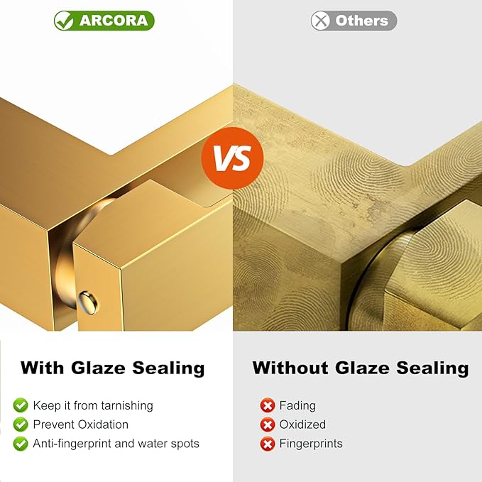 Brushed Gold Bathroom Faucet ARCORA Modern Bathroom Faucets for Sink 3 Hole 1 Hole Lavatory Vanity Sink Faucet with Deck Plate and Pop Up Drain