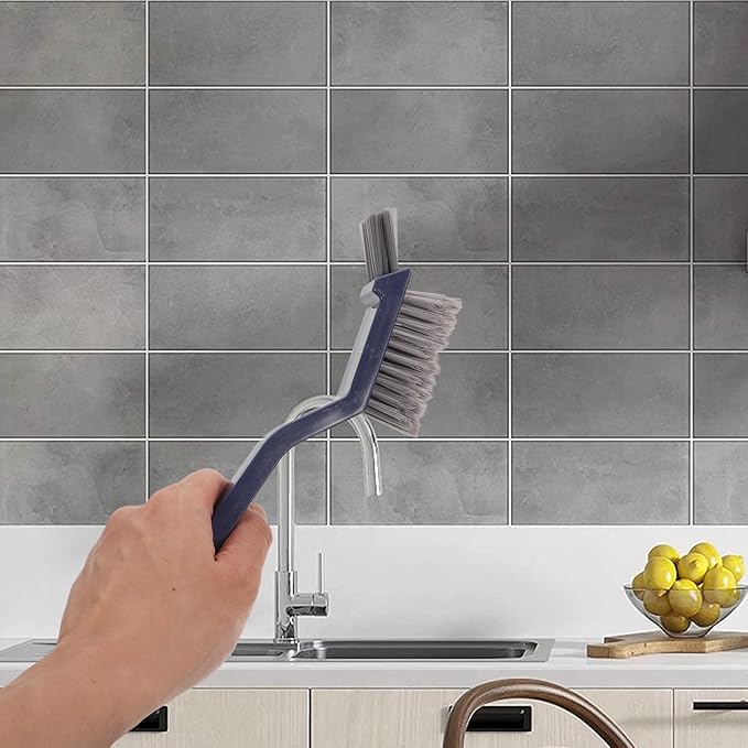 6pcs Bathroom Crevice Cleaning Brush and Floor Scrub Brush Set with Stiff Bristles for Tile Grout and Shower Cleaning Blue and White Household Tool for Bathroom and Kitchen