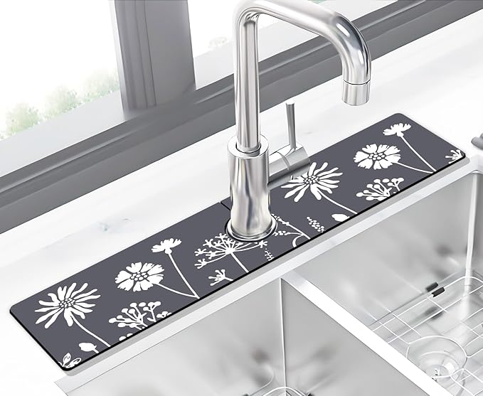 Kitchen Sink Splash Guard Faucet Mat -1 PC Super Absorbent Fast Drying Mat Sink Gadgets-Splash Guard Behind Faucet Drip Catcher for Kitchen, Bathroom,Sink Mat, Dish Drying Mat, Bathroom(23.5" X 5.5" )